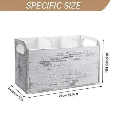 Utensil Storage Box, Wooden Large Capacity Holder with Handles, Divided Cutlery Case