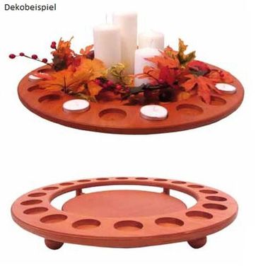 Kerzenhalter Teelichthalter Orange Ø 45cm, Höhe 6,5cm NEU Holzleuchter OHNE DEKO