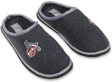 1. FC Köln Hausschuhe Pantoffeln Dunkelgrau Logo 4040274