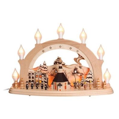 Schwibbogen Seiffener Kirche mit Kurrende el. Beleuchtung BxHxT 58x39x15cm NEU Li