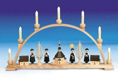 Fensterdekoration Schwibbogen Seiffener Kirche elektrische Innenbeleuchtung