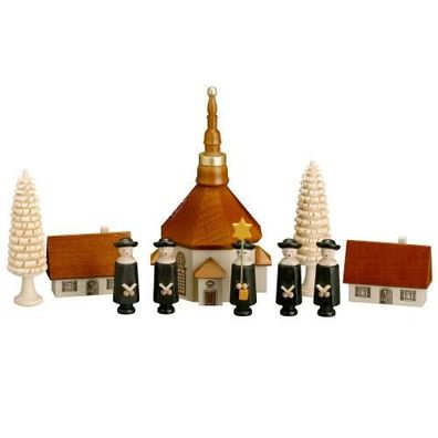 Weihnachtsdekoration Satz Kurrendefiguren mit Kirche 10tlg Höhe 13cm NEU Figuren