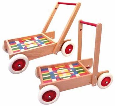 Holzspielzeug Schiebwagen mit Bausteinen Maße: L/B/H 55cm/ 33cm/ 51cm NEU Holz