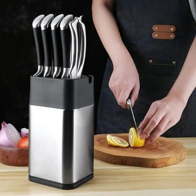 Multifunctional Detachable Knife Holder Rack with Sharpening Edge, Easy-Clean for Co