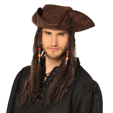 Piratenhut Dirty Joe mit Haaren