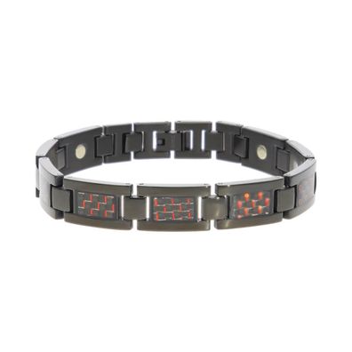 JuwelmaLux Magnetarmband Titan Ionen schwarz plattiert, Carbon effekt rot