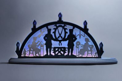 Schwibbogen Erzgebirge blau Länge ca 47cm NEU Motivleuchte Lichterbogen LED Erzg
