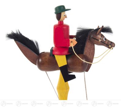 Spielzeug Pendelreiter rot auf Rappe H=ca 15,5 cm NEU Erzgebirge Pendelfigur