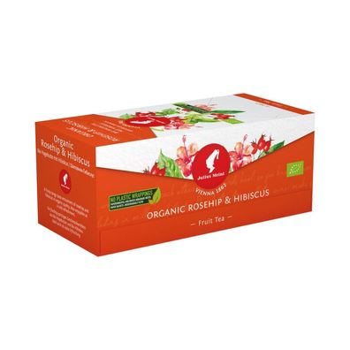 Julius Meinl Bio Tee Hagebutte Hibiskus, Früchtetee, 25 Teebeutel im Kuvert, 50g