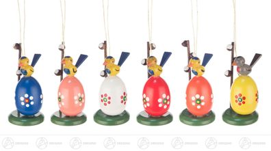 Ostern &amp; Frühjahr Behang Eier mit Maikätzchen (6) H=ca 6 cm NEU Erzgebirge