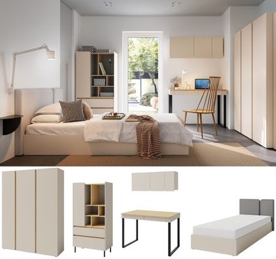 Jugendzimmer Kinderzimmer komplett LARIS Set B Schrank Schreibtisch Bett 90/120 x 200