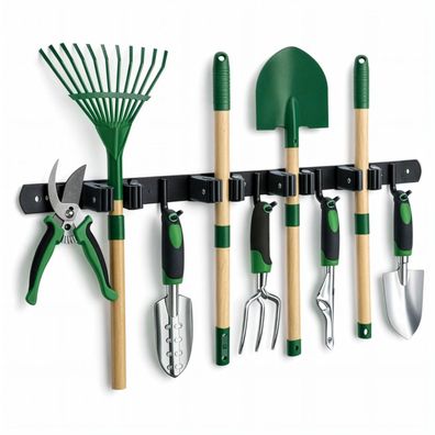 Wandhalter Gerätehalter Besen Wandleiste Hakenleiste 49cm Schaufel Spaten Stiele