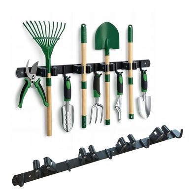 2er Set Wandhalter Gerätehalter Besen Wandleiste Hakenleiste Schaufel Spaten