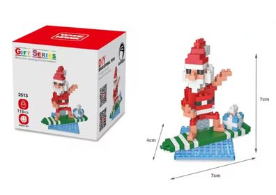 Weihnachtsmann Surfbrett Micro-Bricks Figur Bausatz Weihnachten Klemmbausteine