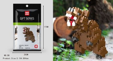 Grizzlybär Figur Bausteine Modell LNO Micro-Bricks
