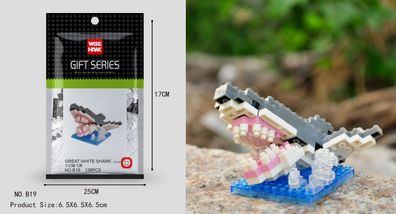 Großer weißer Hai Figur Bausteine Modell LNO Micro-Bricks
