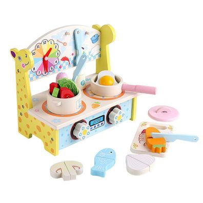 Mini Holz Kéche mit Kochplatten und Kochset fér Kinder ab 2 Jahren