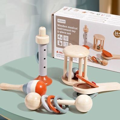 Musikspaß fér Kleinkinder und Babys â?? 5-teiliges Musikspielzeug-Set aus Holz