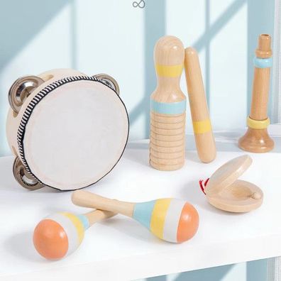 Natérliches Klangvergnégen â?? 6-teiliges Holz-Musikinstrumente-Set fér Kinder nach M