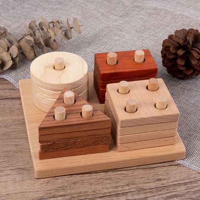 Geometrische Stapelblöcke aus Holz â?? Pädagogisches Lernspielzeug fér fréhkindliche