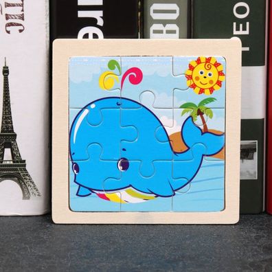 Kinder Baby Holz Puzzle Cartoon Wal Fisch 9 Teile Puzzle