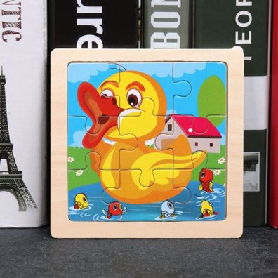 Kinder Baby Holz Puzzle Cartoon Ente 9 Teile Puzzle