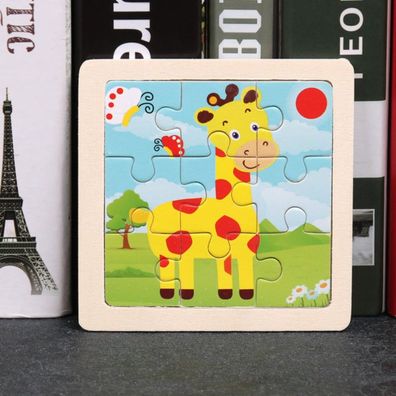 Kinder Baby Holz Puzzle Cartoon Giraffe 9 Teile Puzzle