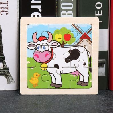 Kinder Baby Holz Puzzle Cartoon Kuh 9 Teile Puzzle