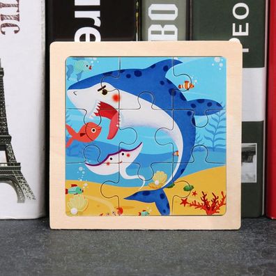 Kinder Baby Holz Puzzle Cartoon Hai Fisch 9 Teile Puzzle