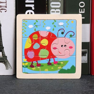 Kinder Baby Holz Puzzle Cartoon Marienkäfer 9 Teile Puzzle