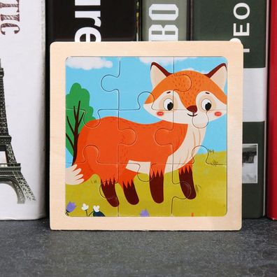 Kinder Baby Holz Puzzle Cartoon Fuchs 9 Teile Puzzle