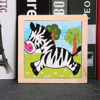 Kinder Baby Holz Puzzle Cartoon Zebra 9 Teile Puzzle