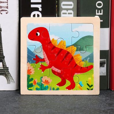 Kinder Baby Holz Puzzle Cartoon Dinosaurier 9 Teile Puzzle