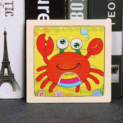 Kinder Baby Holz Puzzle Cartoon Krabbe Krebs 9 Teile Puzzle