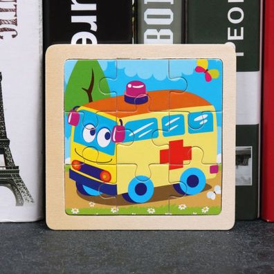 Kinder Baby Holz Puzzle Cartoon Krankenwagen 9 Teile Puzzle