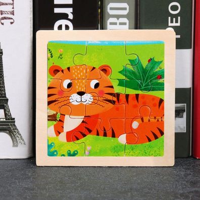 Kinder Baby Holz Puzzle Cartoon Tiger 9 Teile Puzzle