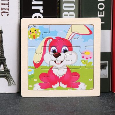 Kinder Baby Holz Puzzle Cartoon Hase 9 Teile Puzzle