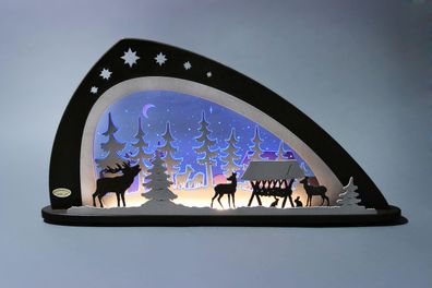 Motivleuchte Hirschfamilie Länge ca 66cm NEU Lichterbogen LED Wald Rehe