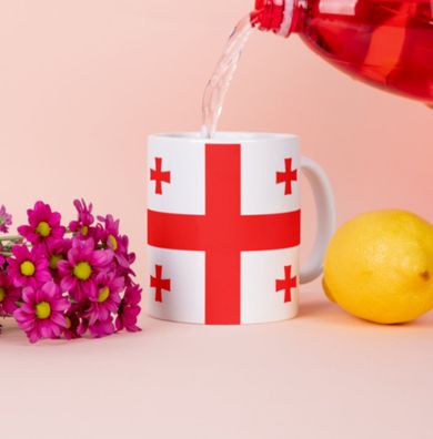 Georgien Kaffeetasse Flagge Pot Kaffee Tasse GE Becher Coffeecup Béro Tee