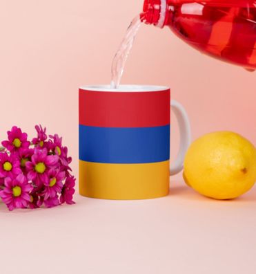 Armenien Kaffeetasse Flagge Pot Kaffee Tasse ARM Becher Coffeecup Béro Tee