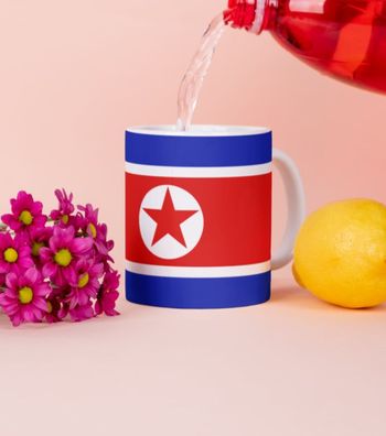 Nordkorea Kaffeetasse Flagge Pot Kaffee Tasse National Becher Coffeecup Béro Tee