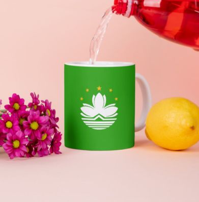 Macau China Kaffeetasse Flagge Pot Kaffee Tasse MO Becher Coffeecup Béro Tee