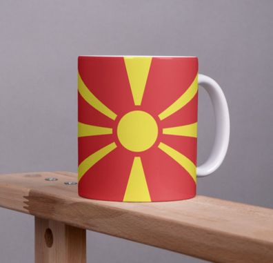 Mazedonien Kaffeetasse Flagge Pot Kaffee Tasse MKD Becher Coffeecup Béro Tee