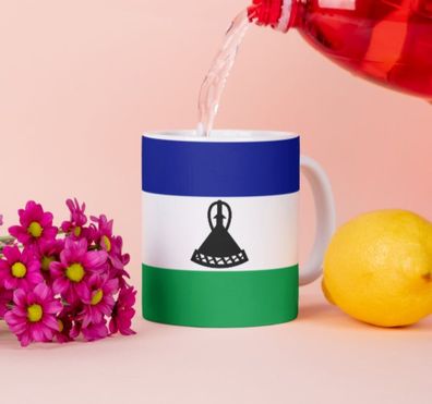 Lesotho Tasse Flagge Pot Kaffeetasse National Becher Kaffee Cup Béro Tee
