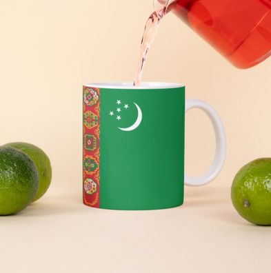 Turkmenistan Kaffeetasse Flagge Pot Kaffee Tasse National Becher Coffee Béro Tee