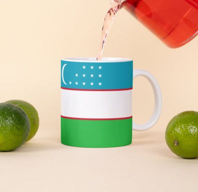 Usbekistan Kaffeetasse Flagge Pot Kaffee Tasse National Becher Coffee Béro Tee