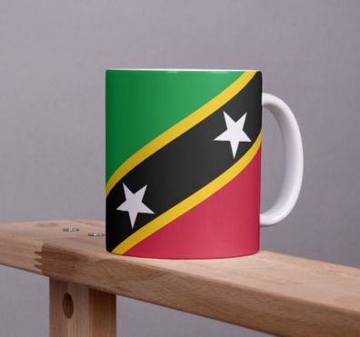 St. Kitts und Nevis Tasse Flagge Pot Kaffeetasse National Becher Kaffee Cup Béro