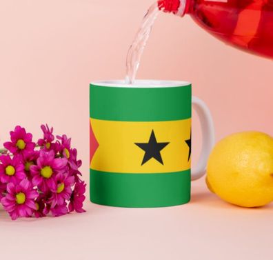 SÃ£o Tom und PrÃ­ncipe Tasse Flagge Pot Kaffeetasse National Becher Kaffee Béro