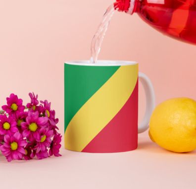 Republik Kongo Tasse Flagge Pot Kaffeetasse National Becher Kaffee Cup Béro Tee