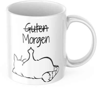 Lustige Kaffeetasse "Guten Morgen" Fréhstéck Arbeit Tasse Béro Geschenk